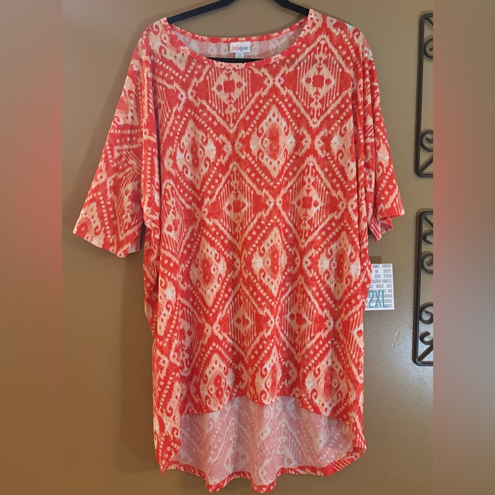 Lularoe Dark Orange, Pale Orange and White Irma Tunic Size 2XL NWT